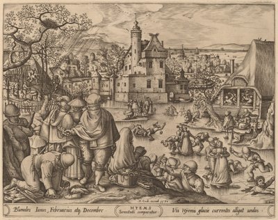 Zima od Pieter van der Heyden after Hans Bol