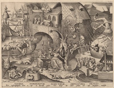 Závist od Pieter van der Heyden after Pieter Bruegel the Elder
