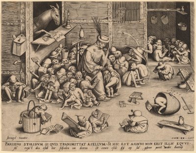 Zadek ve škole od Pieter van der Heyden after Pieter Bruegel the Elder