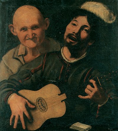 Hráč na kytaru a starý muž se účastní (olej na plátně) od Pietro (attr. to) Paolini