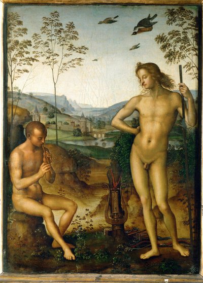 Apollon et Marsyas - Apollon a Marsyas ... od Pietro (studio of) Perugino