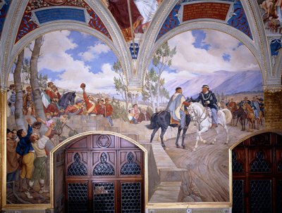 Setkání Viktora Emanuela II. s Giuseppem Garibaldim v Teanu od Pietro Aldi