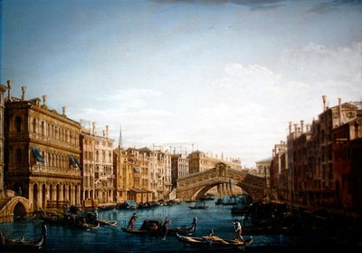 Canal Grande při pohledu na sever směrem k mostu Rialto (olej na plátně) od Pietro Bellotti