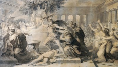 Pietro Benvenutin (1769-1844) Priamuksen kuolema, vedos vuoden 1811 maalauksesta od Pietro Benvenuti