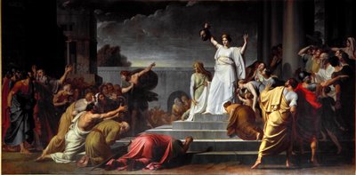 Judith ukazuje lidu hlavu Holoferna v Decapitee Obraz od Pietra Benvenutiho (1769-1844) 1796 Sun. 417x821 cm Neapol, Museo di Capodimonte od Pietro Benvenuti