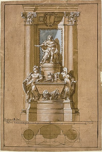 Projekt hrobky Jakuba III., starého pretendenta trůnu od Pietro Bracci
