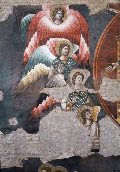 Poslední soud, detail andělů - Freska od Pietro Cavallini