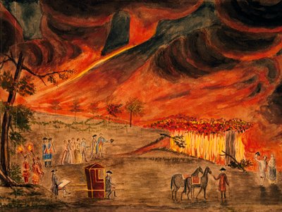 Sicilští králové na návštěvě Vesuvu během erupce 11. května 1771, Pietro Fabris (1740-1792), Itálie od Pietro Fabris