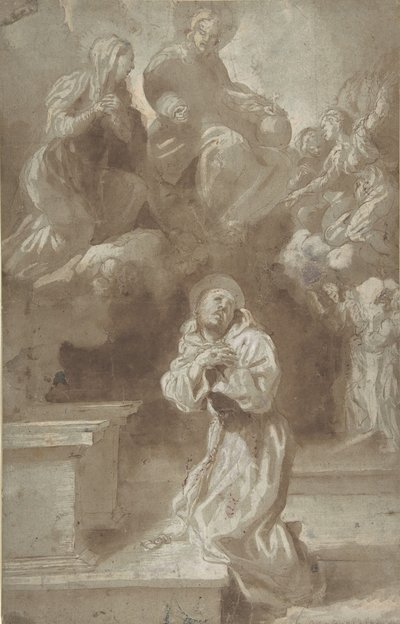Kristus a Panna se zjevují svatému Františkovi, 1562-1602. od Pietro Faccini