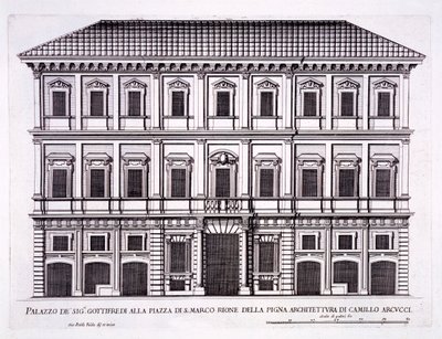Palazzo Grazioli, Piazza San Marco, Řím, z „Palazzi di Roma“, část II, publikovaná v 70. letech 17. století od Pietro Ferrerio