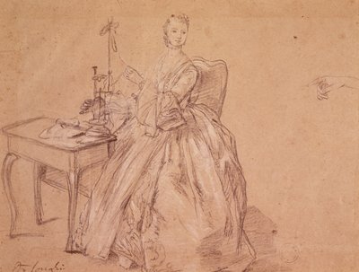 Žena, která se točí (pastelka a bílá křída na papíře) od Pietro Longhi