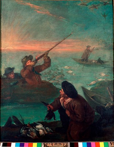 Lov kachen v laguně Malba Pietra Longhiho (1702-1785) 1765-1770 ne. 61x49,5 cm Benátky Pinacoteca Querini-Stampalia od Pietro Longhi