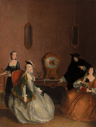 Scéna v interiéru - maskovaný večírek od Pietro Longhi