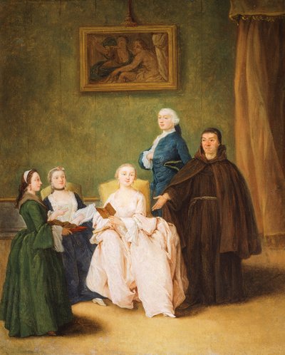 Návštěva mnicha, Pietro Longhi (1701-1785) od Pietro Longhi