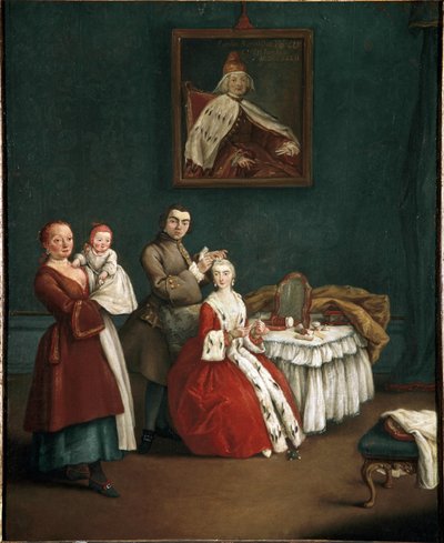 Kadeřník (The hairdresser) Malba Pietra Longhiho (1701-1785) 1760 Rozměr 63x51 cm Benátky, Ca 