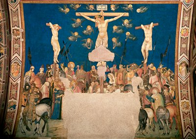 Freska ukřižování od Pietra Lorenzettiho (1280/5 kolem-1348) 1335-1340 Bazilika San Francesco, Dolní kostel, Assisi od Pietro Lorenzetti