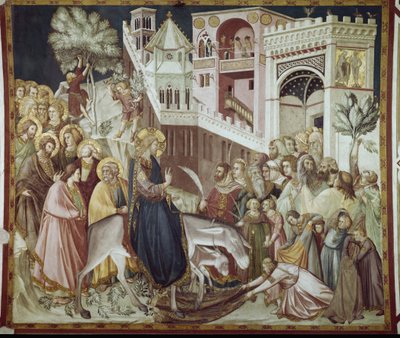 Vjezd Krista do Jeruzaléma - Freska od Pietra Lorenzettiho (1280-1348) od Pietro Lorenzetti