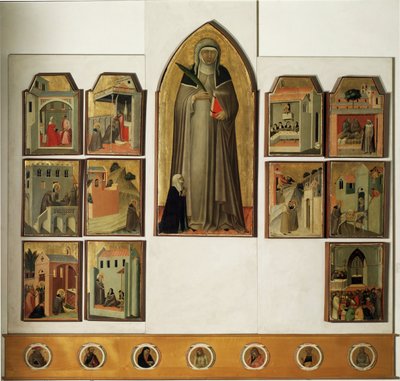 Polyptych života Beaty Umilty - Detrempe na dřevě od Pietro Lorenzetti