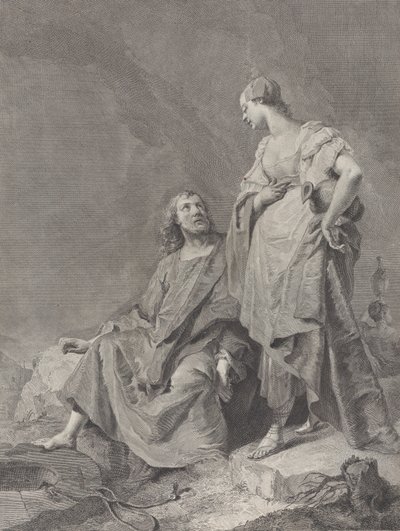 Kristus a žena Samaří u studny, ze série 112 tisků posvátného..., 1743-63 od Pietro Monaco