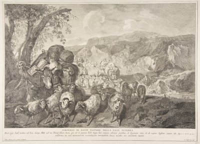 Odchod Davida Pastýře z domu jeho otce Partenza di David pastore..., 1743-63. od Pietro Monaco