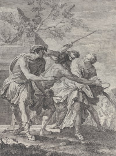 Mojžíš bránící dcery Jetro, 1732-50. od Pietro Monaco
