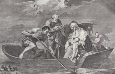 Útěk do Egypta se Svatou rodinou na lodi, 1730-50. od Pietro Monaco