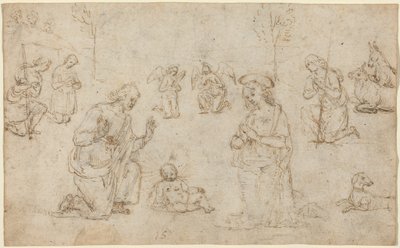 Klanění pastýřů, asi 1517 (kresba perem a tuší) od Pietro Perugino