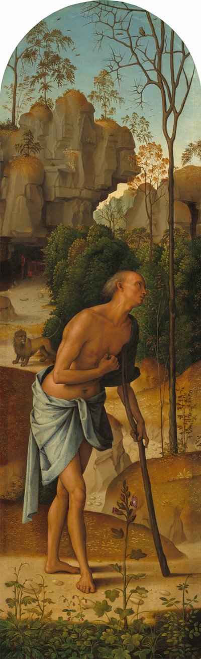 Ukřižování s Pannou Marií, svatým Janem, svatým Jeronýmem a svatou Marií Magdalenou [levý panel] od Pietro Perugino
