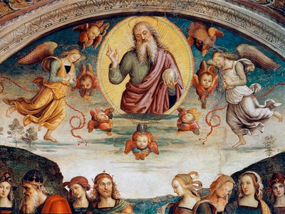 Pán obklopuje proroctví a sibyly Detail představující Pána Všemohoucího. Freska od Pietra Vannucciho dit il Perugino (Perugin) (1448-1523) 1500 Rozměr.229x370 cm Perugia, Collegio del Cambio od Pietro Perugino