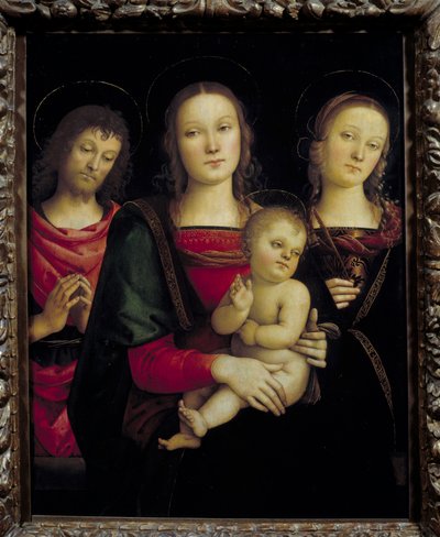 Panna s dítětem obklopená svatým Janem Křtitelem a svatou Kateřinou Obraz od Pietra Vannucciho dit il Perugino (Le Perugin od Pietro Perugino