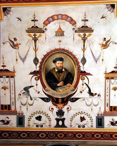 Portrét Giuntalodi, detail ze stropu Sala del Sindaco od Pietro Pezzati