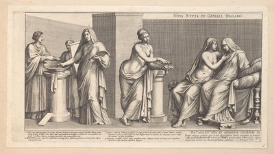Aldobrandinská svatba (levá část) Nova nupta v geniali thalamo (název na objektu) od Pietro Sante Bartoli
