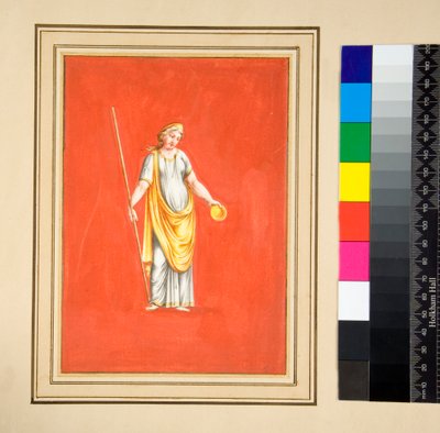 Ženská postava se stephanem (černá křída, některé s perem a hnědým inkoustem. obarvené akvarelem) od Pietro Santi Bartoli