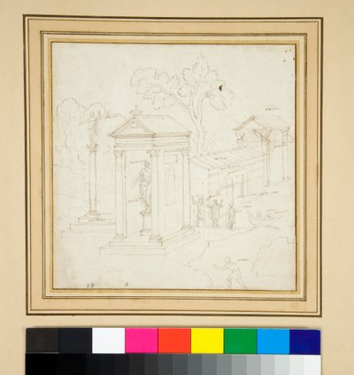 Krajinomalba s architekturou (pero a inkoust) od Pietro Santi Bartoli