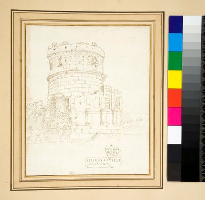 P e n náčrt hrobky Plautiů (pero) od Pietro Santi Bartoli