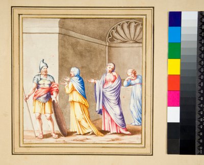 Takzvaný Coriolanus (černá křída, některé s perem a hnědým inkoustem. obarvené akvarelem) od Pietro Santi Bartoli