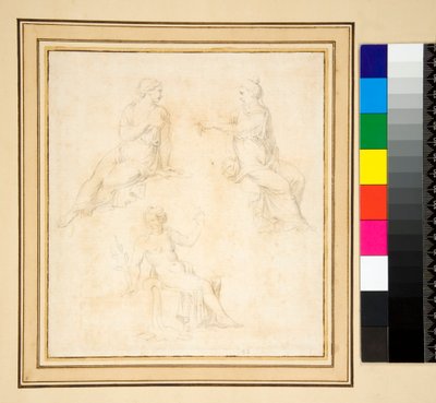Tři sedící ženské postavy (tužka) od Pietro Santi Bartoli