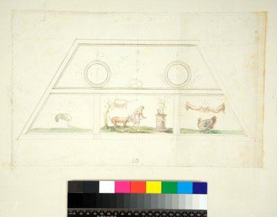 Klenba vily Madama (černá křída, některé s perem a hnědým inkoustem. obarvené akvarelem) od Pietro Santi Bartoli
