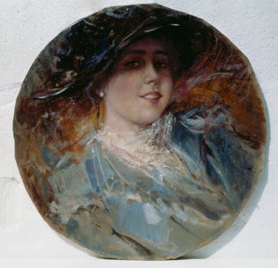 Säteilevä hymy, Pietro Scoppetta (1863-1920), öljy kankaalle levitetty pahville, 37,5 cm od Pietro Scoppetta