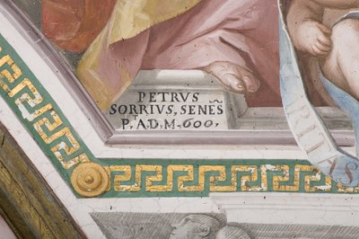 Podpis umělce, Korunování Panny Marie (freska) (detail 3496331) od Pietro Sorri