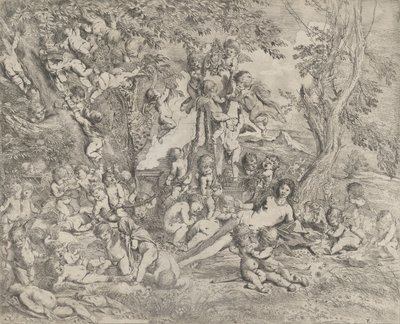 Venušina zahrada, která leží uprostřed před hermou Pana a obklopuje ..., ca. 1631-37. od Pietro Testa