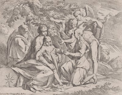 Svatá rodina živená anděly, ca. 1642-44. od Pietro Testa