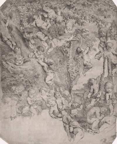 Venušina zahrada, otisk levého horního rohu, ca. 1631-37. od Pietro Testa