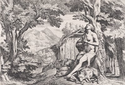 Marnotratný syn mezi prasaty, ze série čtyř tisků, ca. 1645. od Pietro Testa