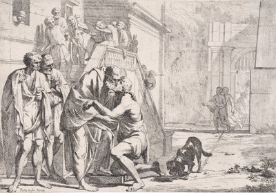 Návrat marnotratného syna, otec objímající svého syna, ze série,..., ca. 1645. od Pietro Testa