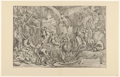 Triomf van de schilderkunst op de Parnassus Vyjadřuje své city/ zaslouží si poklonu/ vítězí nad Parnasem (název na předmětu) od Pietro Testa