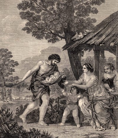 Romulus a Remus. Rytina podle obrazu Pietra da Cortone. Rytina z roku 1860. od Pietro da Cortona