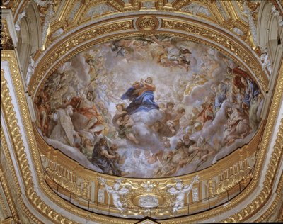 Freska Nanebevzetí Panny Marie od Pietra da Cortona (Petr z Cortony) (1596-1669) 1652 Řím, kostel Santa Maria in Vallicella Itálie od Pietro da Cortona