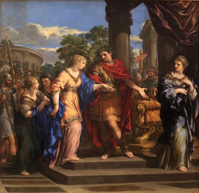 Caesar dává Kleopatře egyptský trůn, kolem roku 1637 (olej na plátně) od Pietro da Cortona