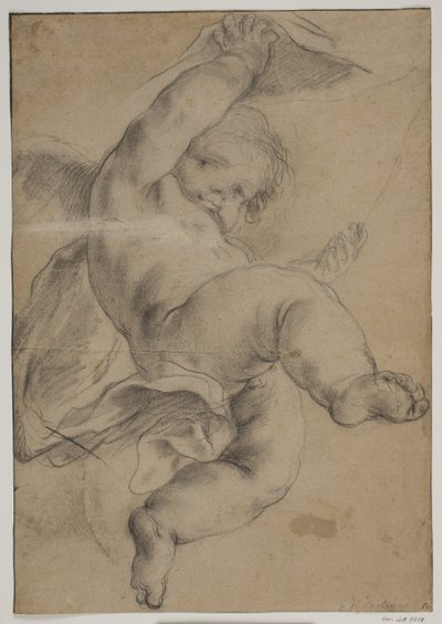 Létající putto zvedání závěsu od Pietro da Cortona